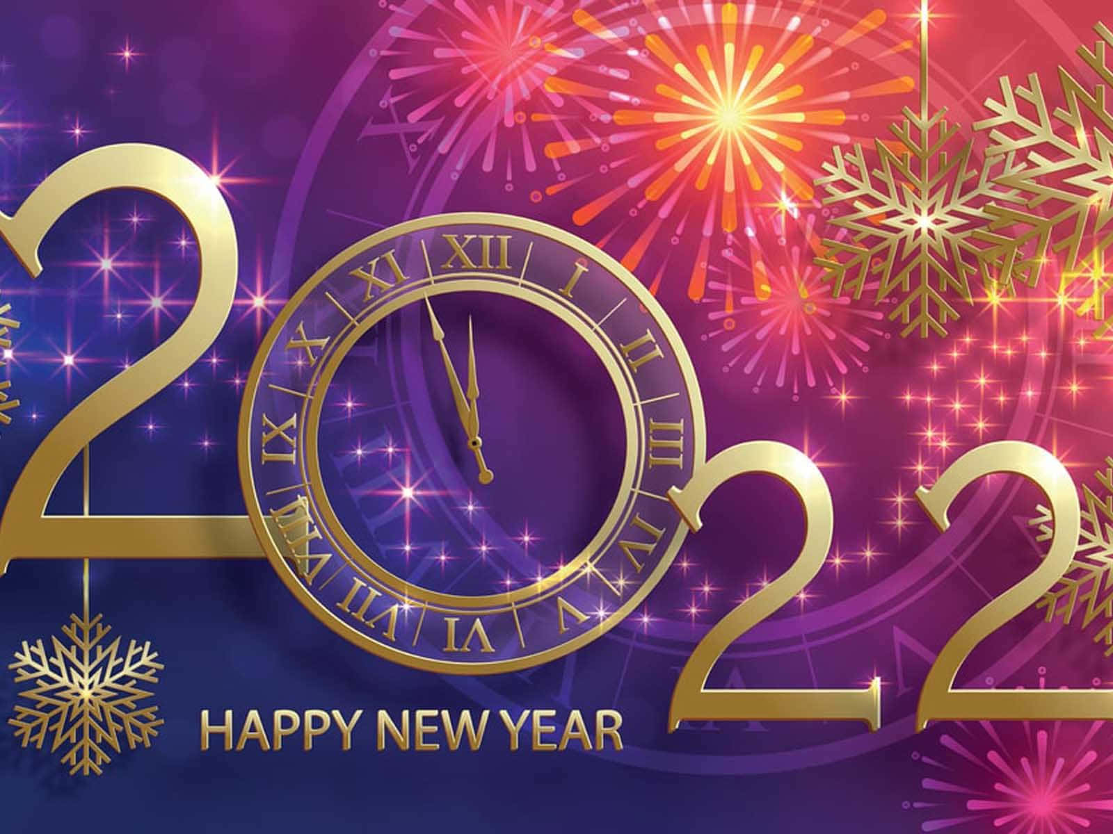 خلفية ساعة ذهبية للعام الجديد 2022 خلفية