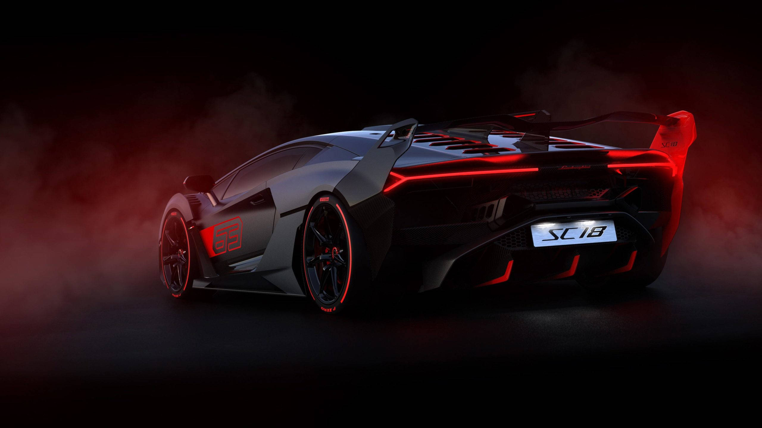 سيارة لامبورغيني أفنتادور باللونين الأحمر والأسود بدقة 2560x1440 خلفية