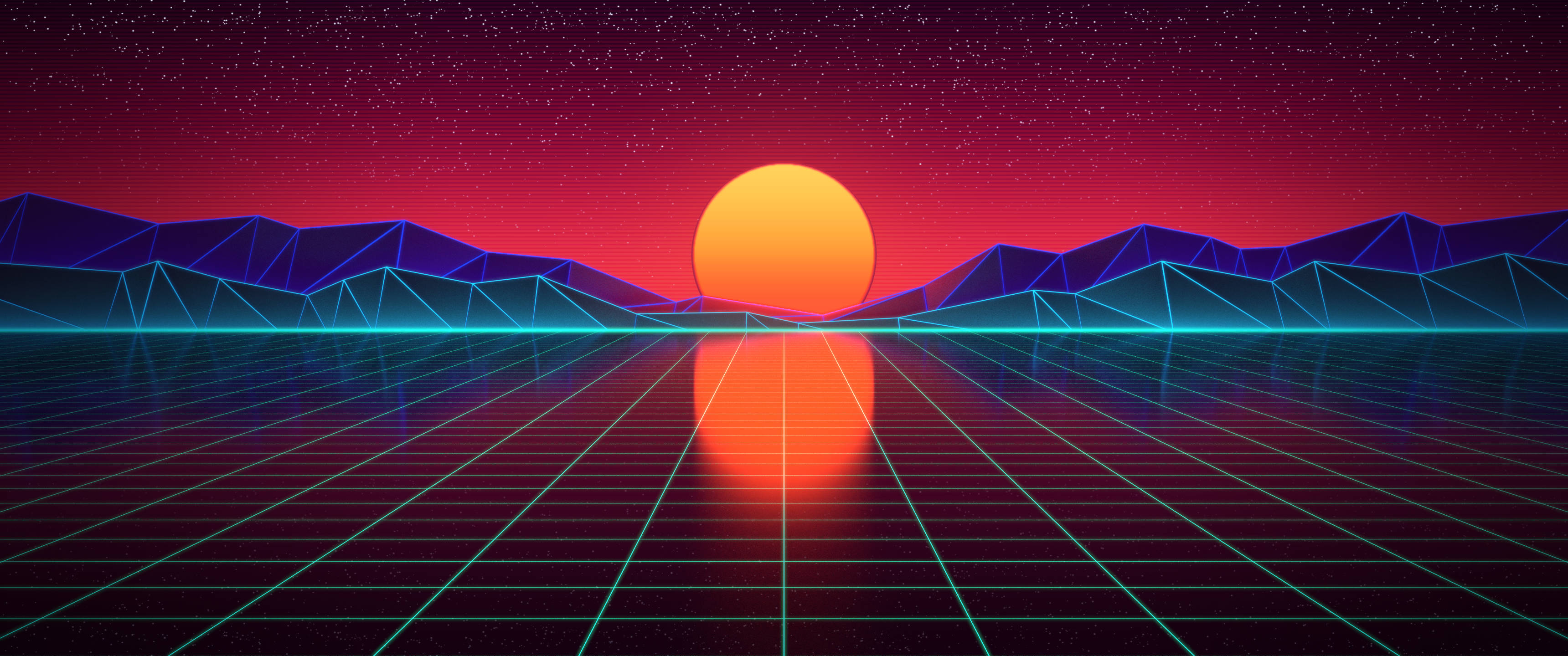 منظر طبيعي بسيط بأسلوب السينثويف 3440×1440 خلفية