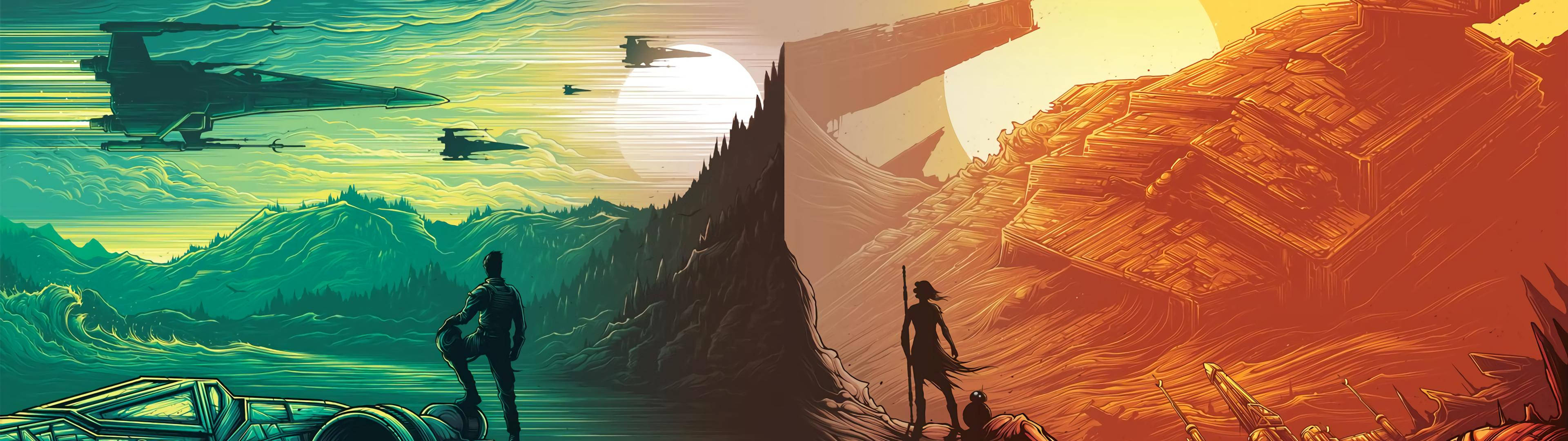 فن ستار وورز بدقة 3840x1080 عالية الوضوح لشاشتين خلفية