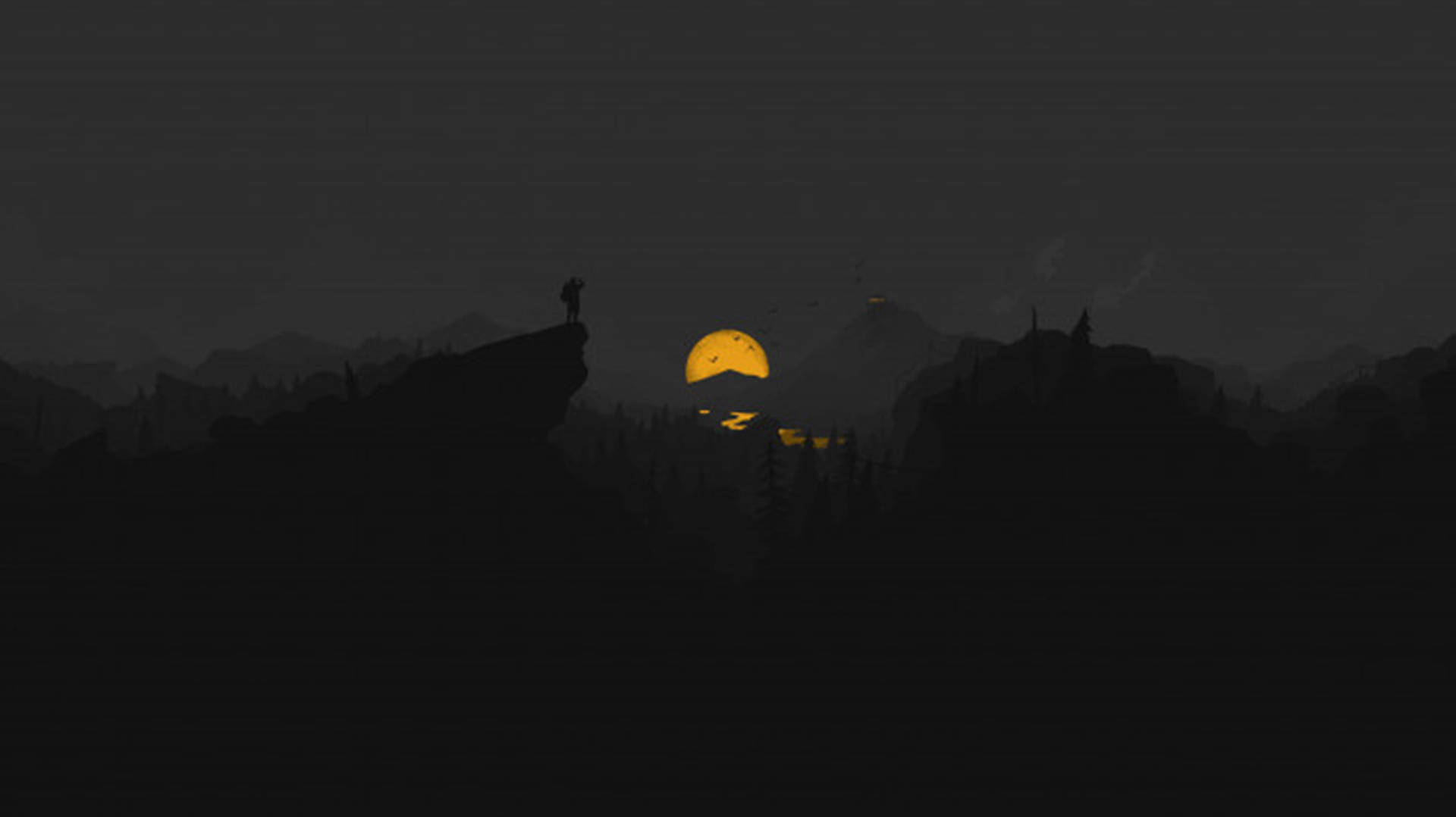 4K Firewatch القمر الأصفر والنهر