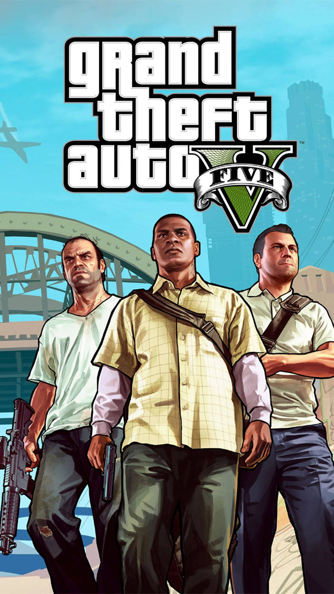 خلفية هاتف 4K لـ GTA 5: تريفور، فرانكلين، ومايكل خلفية