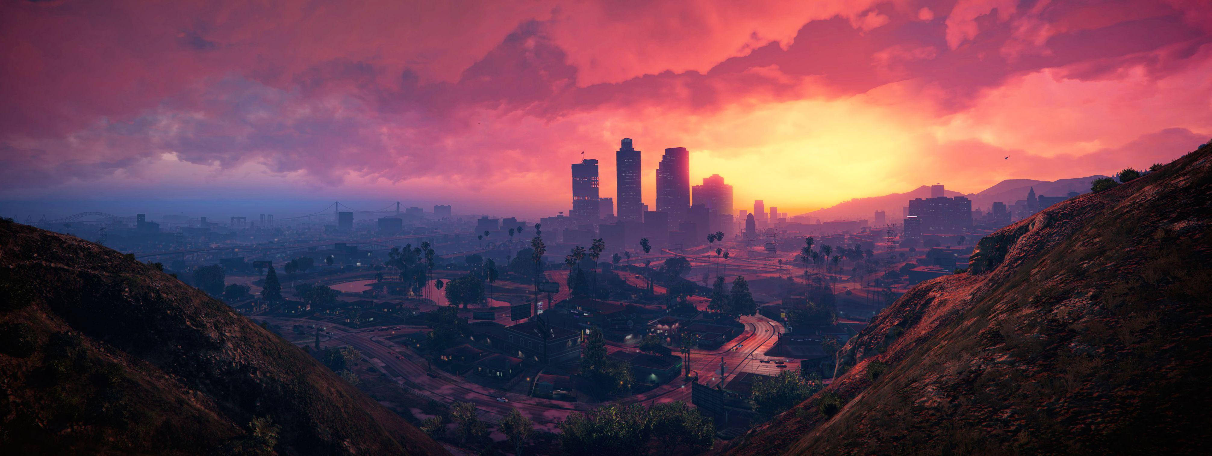 أفق مدينة لوس سانتوس بدقة 4K من GTA 5 خلفية