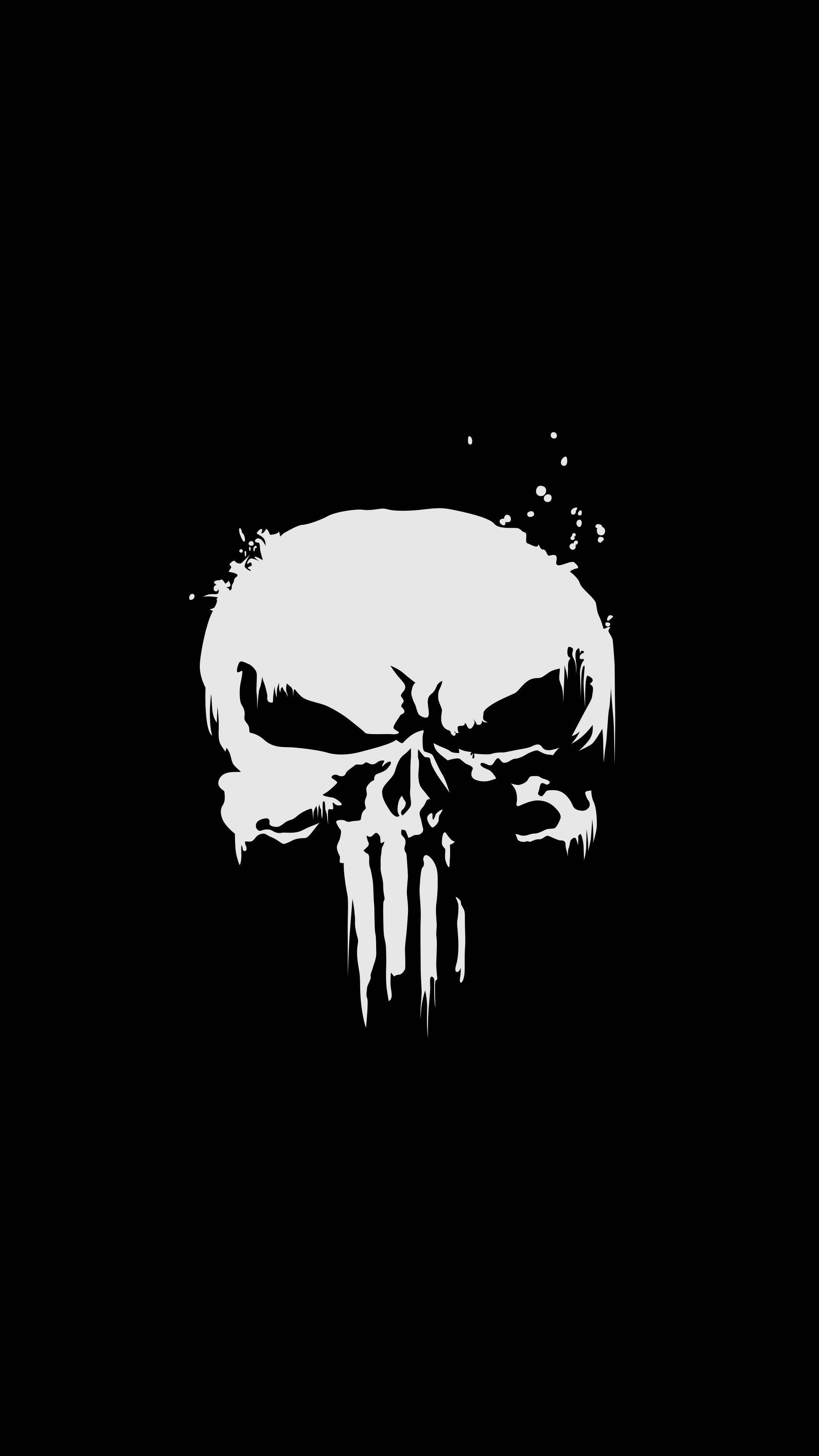 خلفية هاتف مظلمة بدقة 4K فائقة الوضوح لـ Punisher خلفية