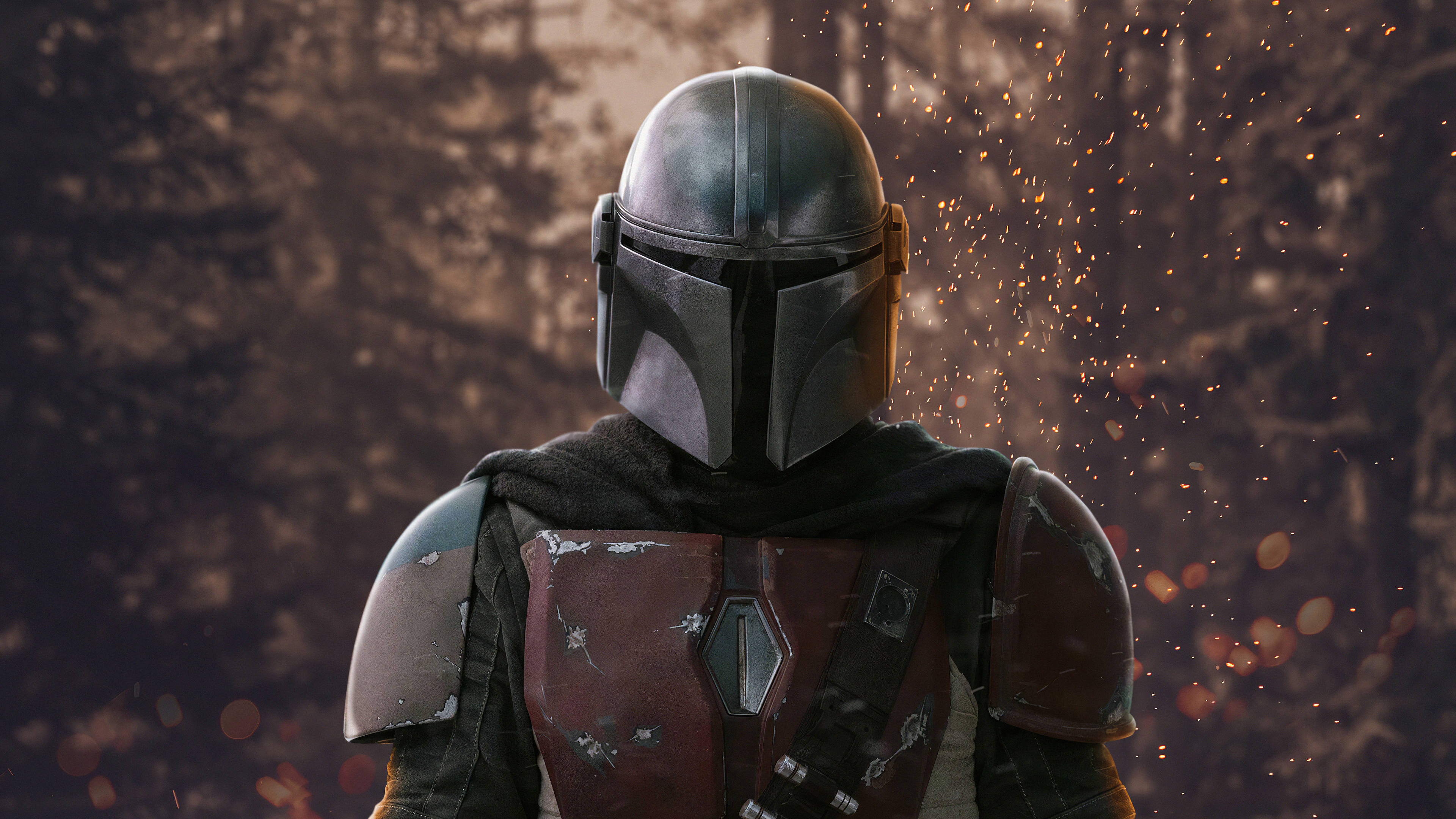 4K The Mandalorian Boba Fett في الغابة المظلمة خلفية