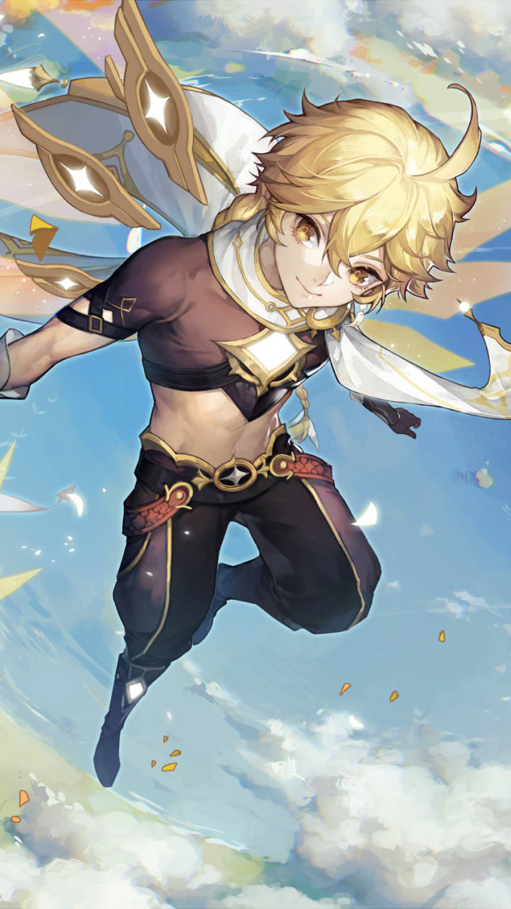 Aether يطير في الهاتف المحمول Genshin Impact خلفية