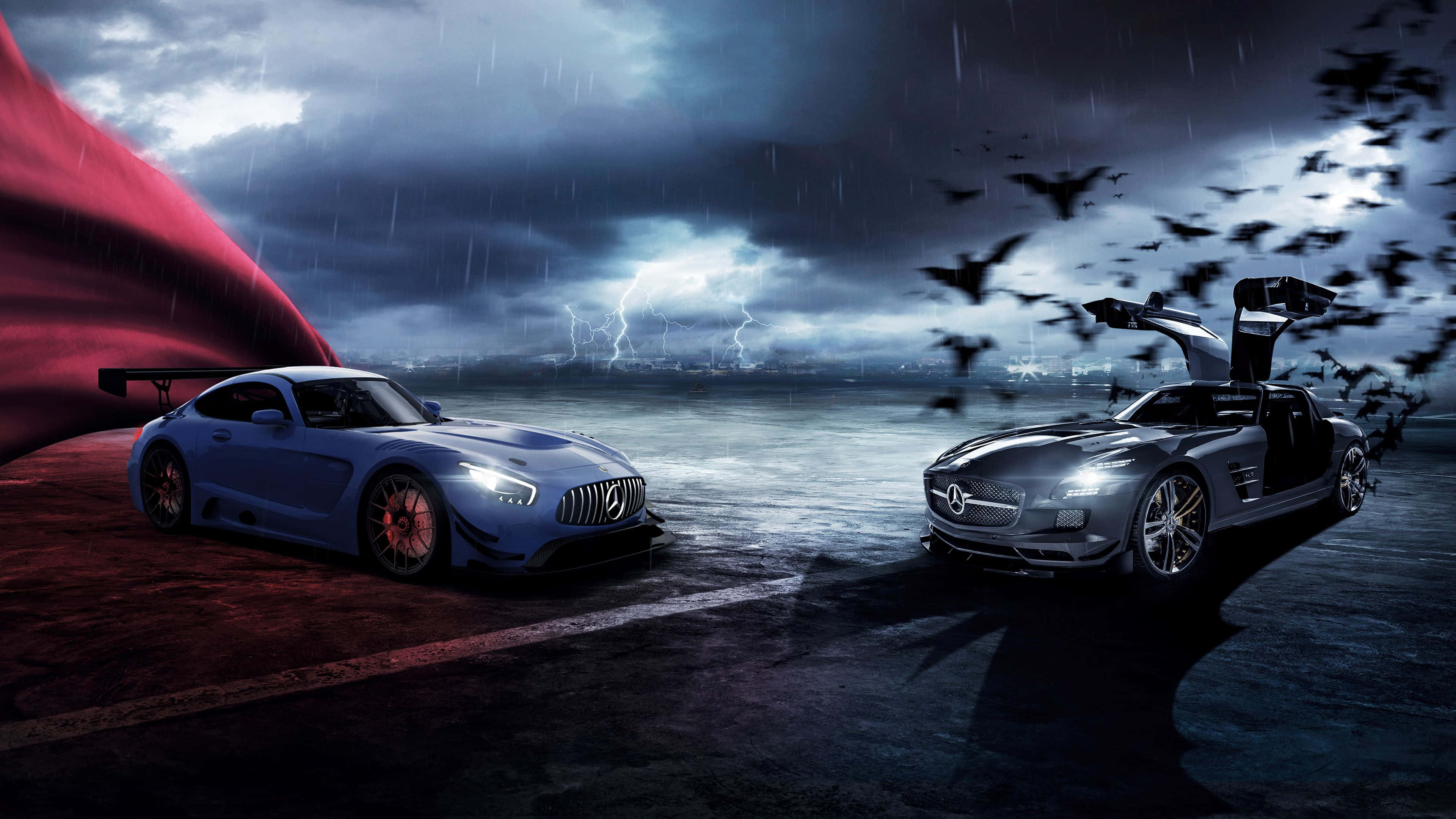 باتمان سوبرمان سيارات مرسيدس AMG خلفية