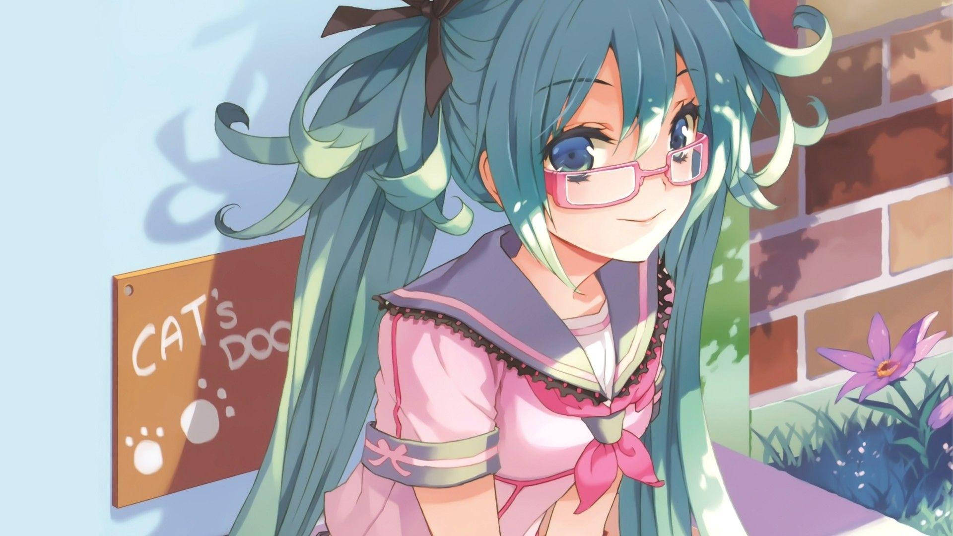 أنمي كawaii Hatsune Miku بالزي المدرسي خلفية