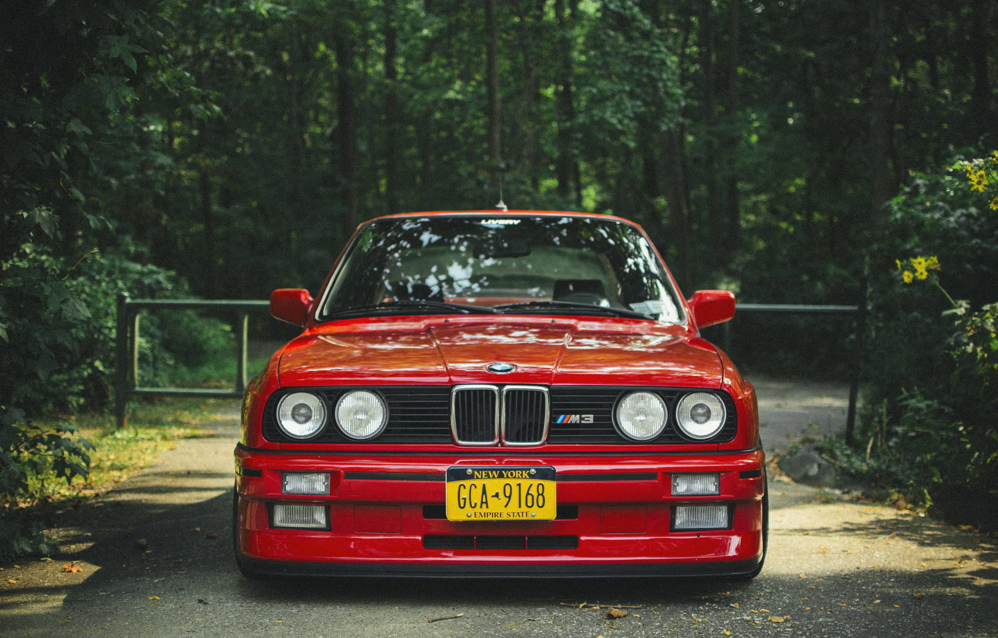 سيارة BMW E30 M3 حمراء على حاسوب محمول خلفية