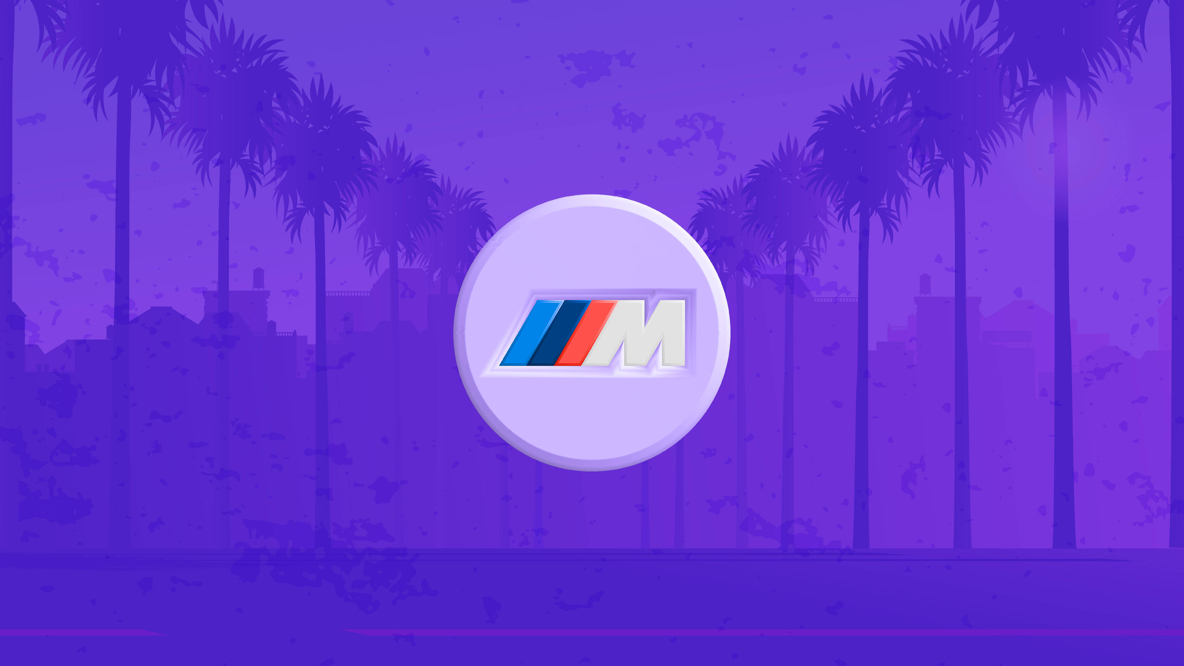 شعار BMW M مع نخيل أرجواني خلفية