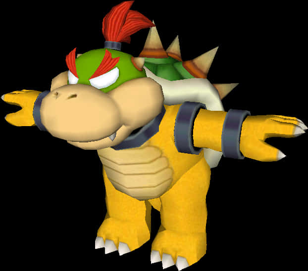 ريندر ثلاثي الأبعاد كلاسيكي لـ Bowser خلفية