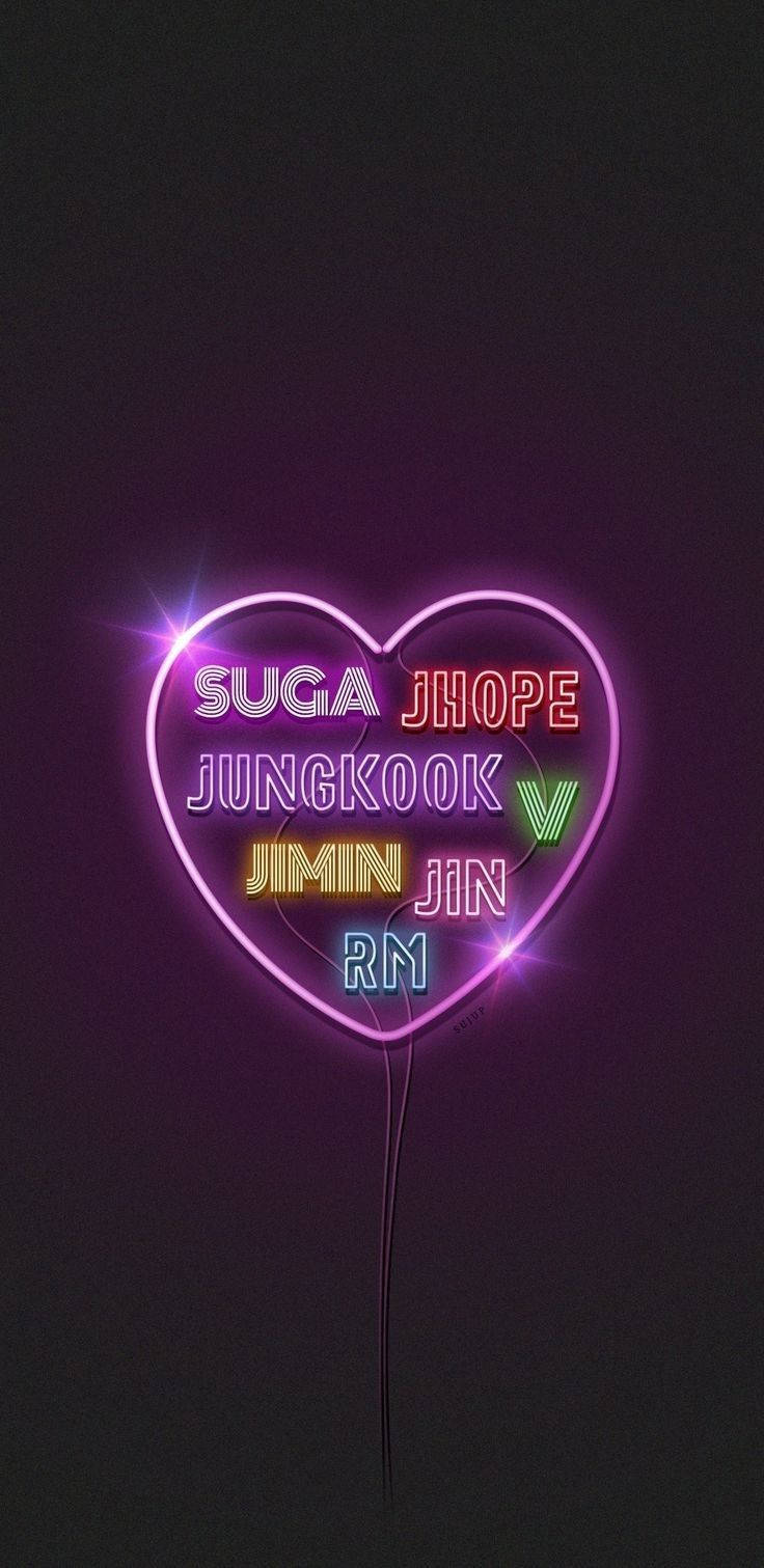 فن النيون الجمالي لفرقة BTS خلفية
