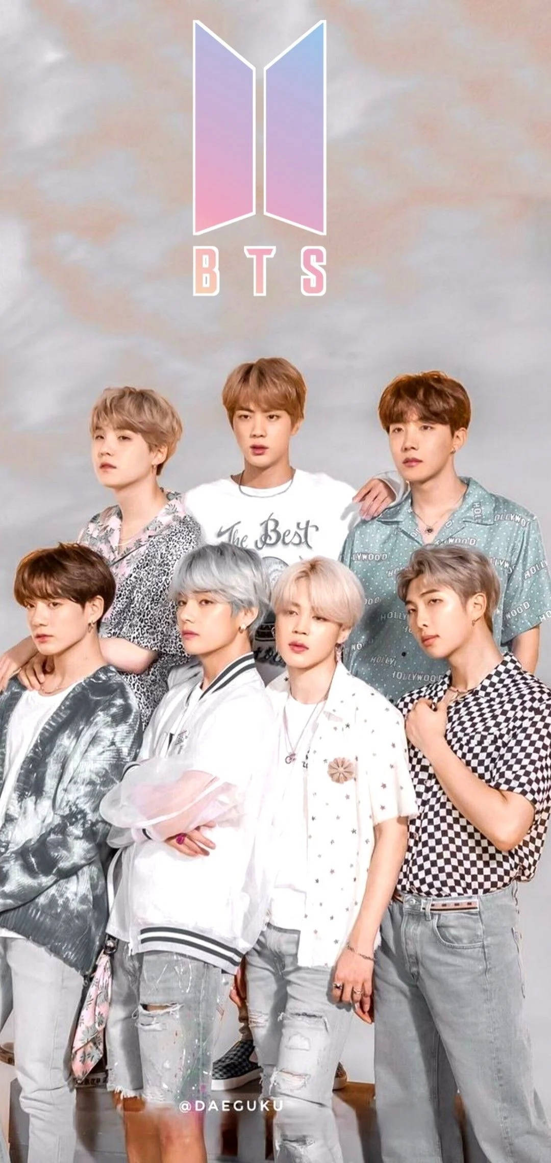 فرقة BTS اللطيفة تتألق تحت شعار BTS خلفية