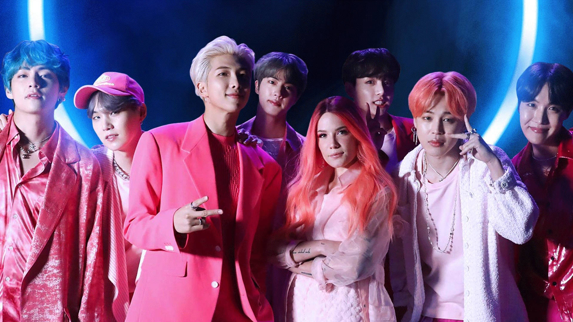 خلفية سطح مكتب BTS مع هالسي خلفية