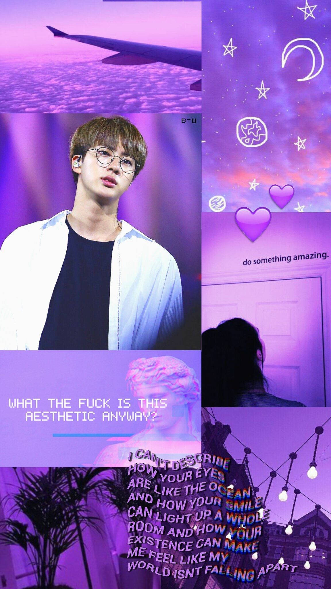 جين من فرقة BTS بتصميم أرجواني باستيل جمالي خلفية