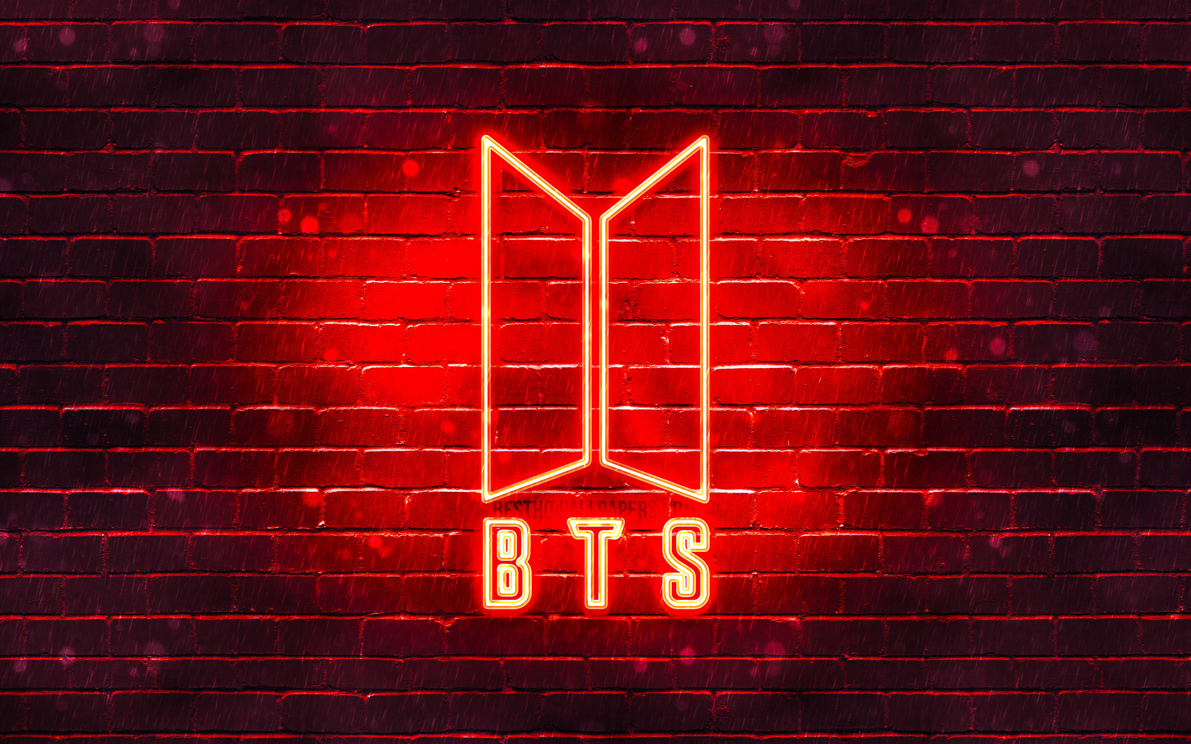 شعار BTS باللون الأحمر النيون خلفية