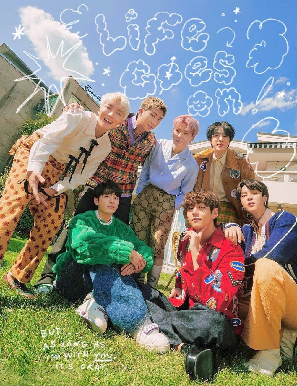 أعضاء فرقة BTS Life Goes On خلفية