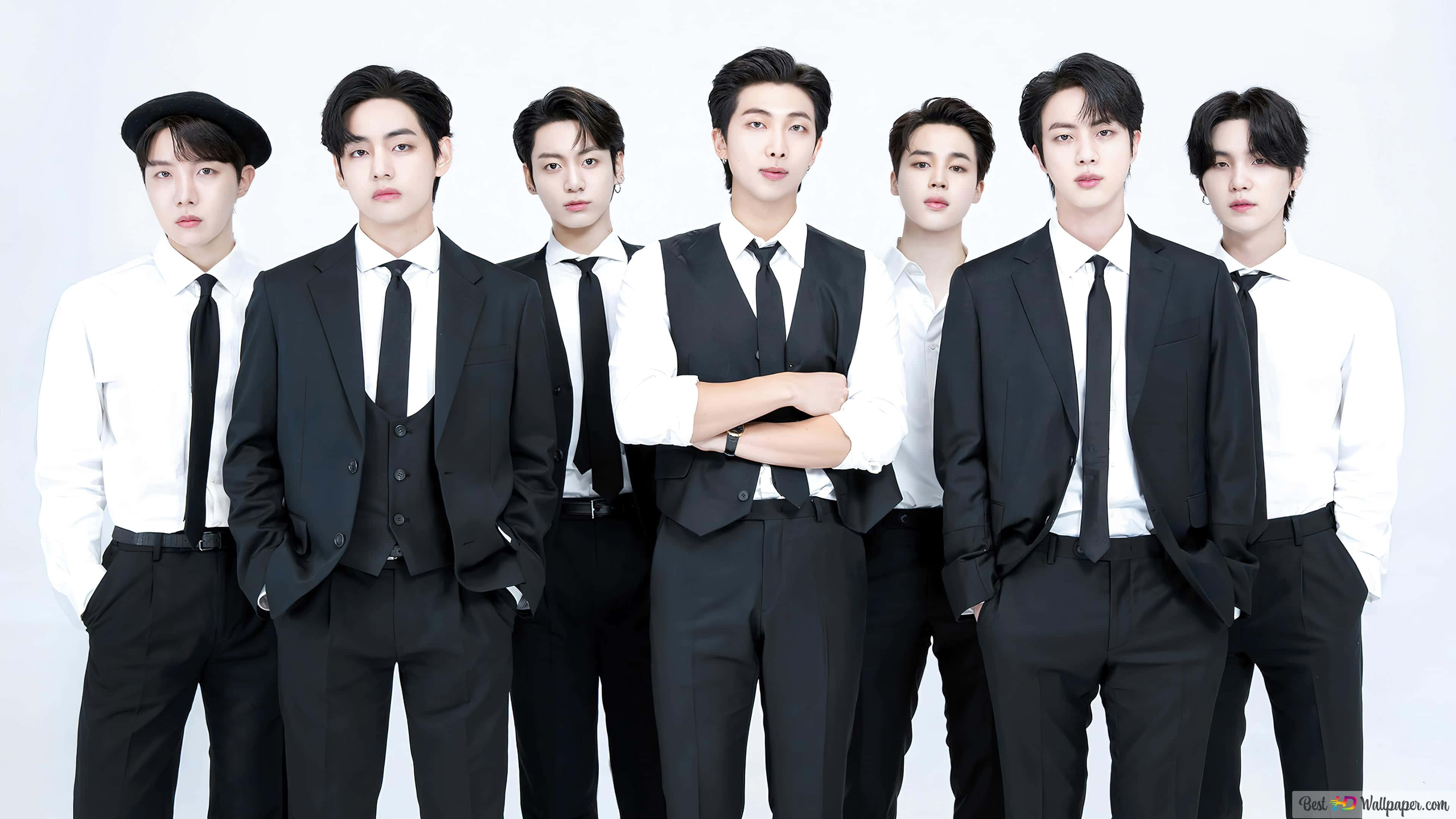 جلسة تصوير BTS بالأبيض والأسود رسمي خلفية