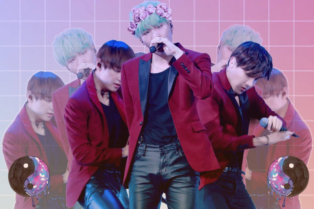 فن معجبين BTS باللون الوردي خلفية