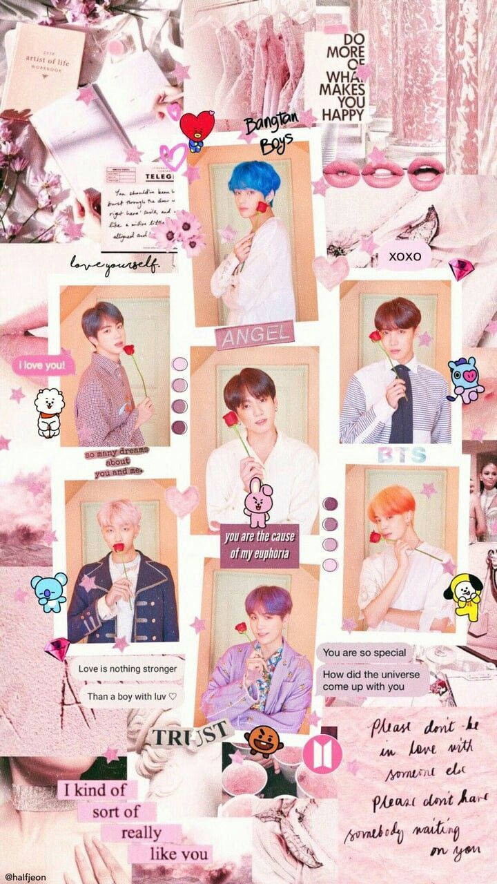 أعضاء BTS الجماليون مع الوردة خلفية