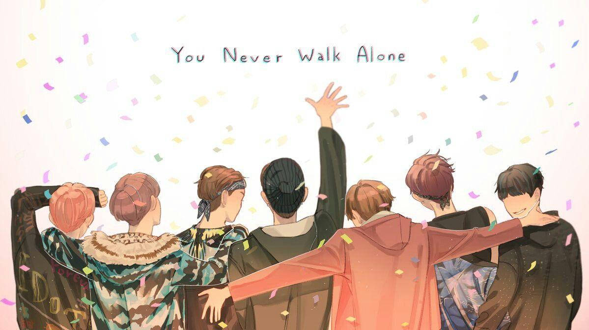 خلفية لابتوب BTS أنمي You Never Walk Alone خلفية