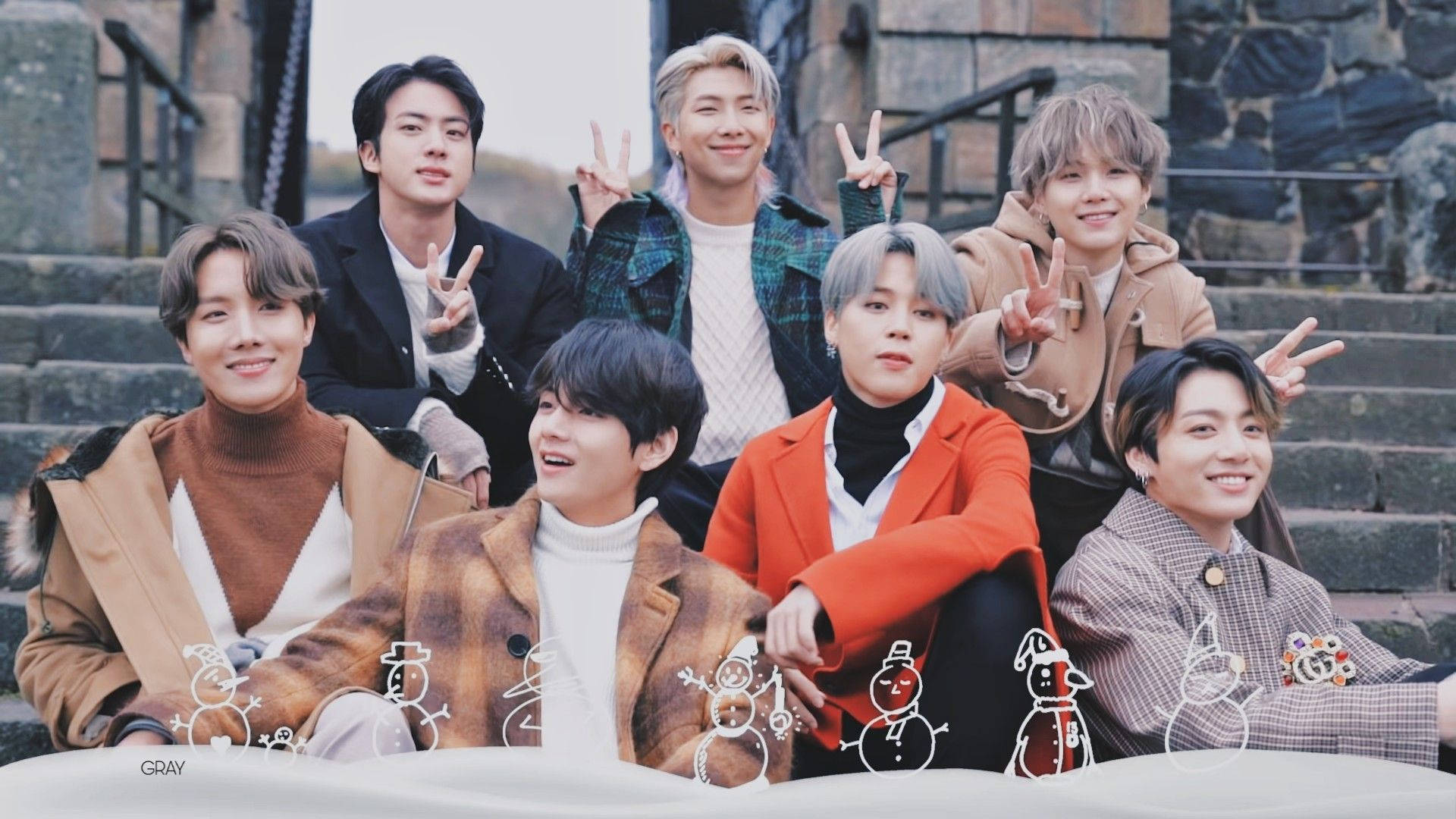خلفية سطح مكتب BTS مع رجل الثلج خلفية