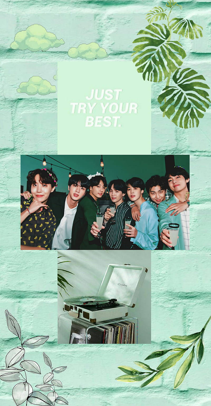 BTS أخضر نعناعي جمالي خلفية