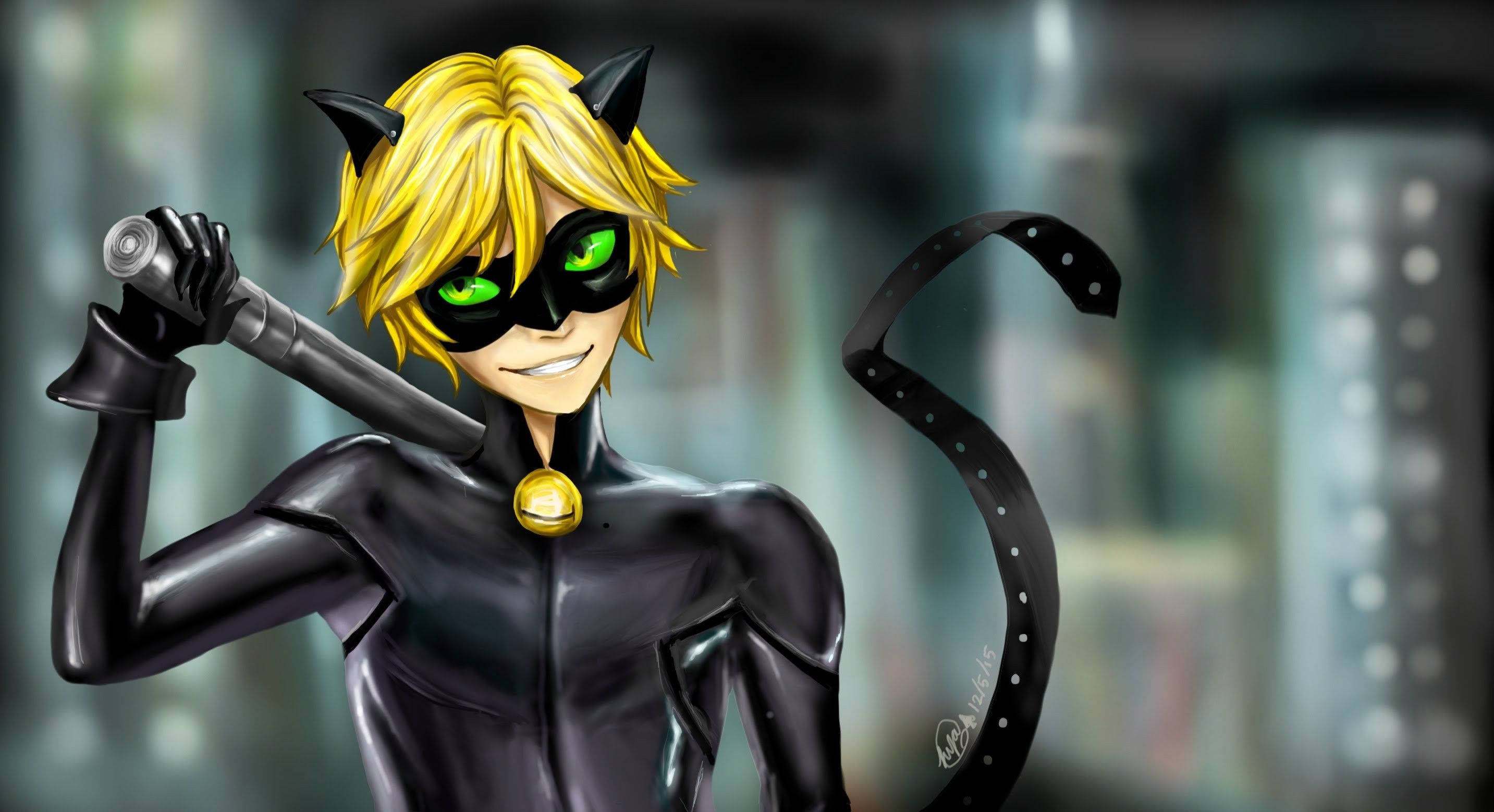 رسم رقمي لـ Cat Noir خلفية