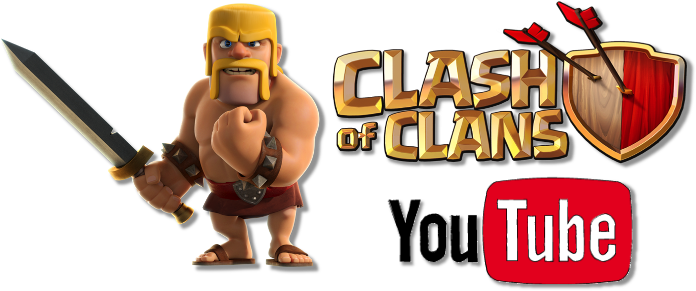 شعار Clash of Clans مع شخصية وأيقونة يوتيوب خلفية