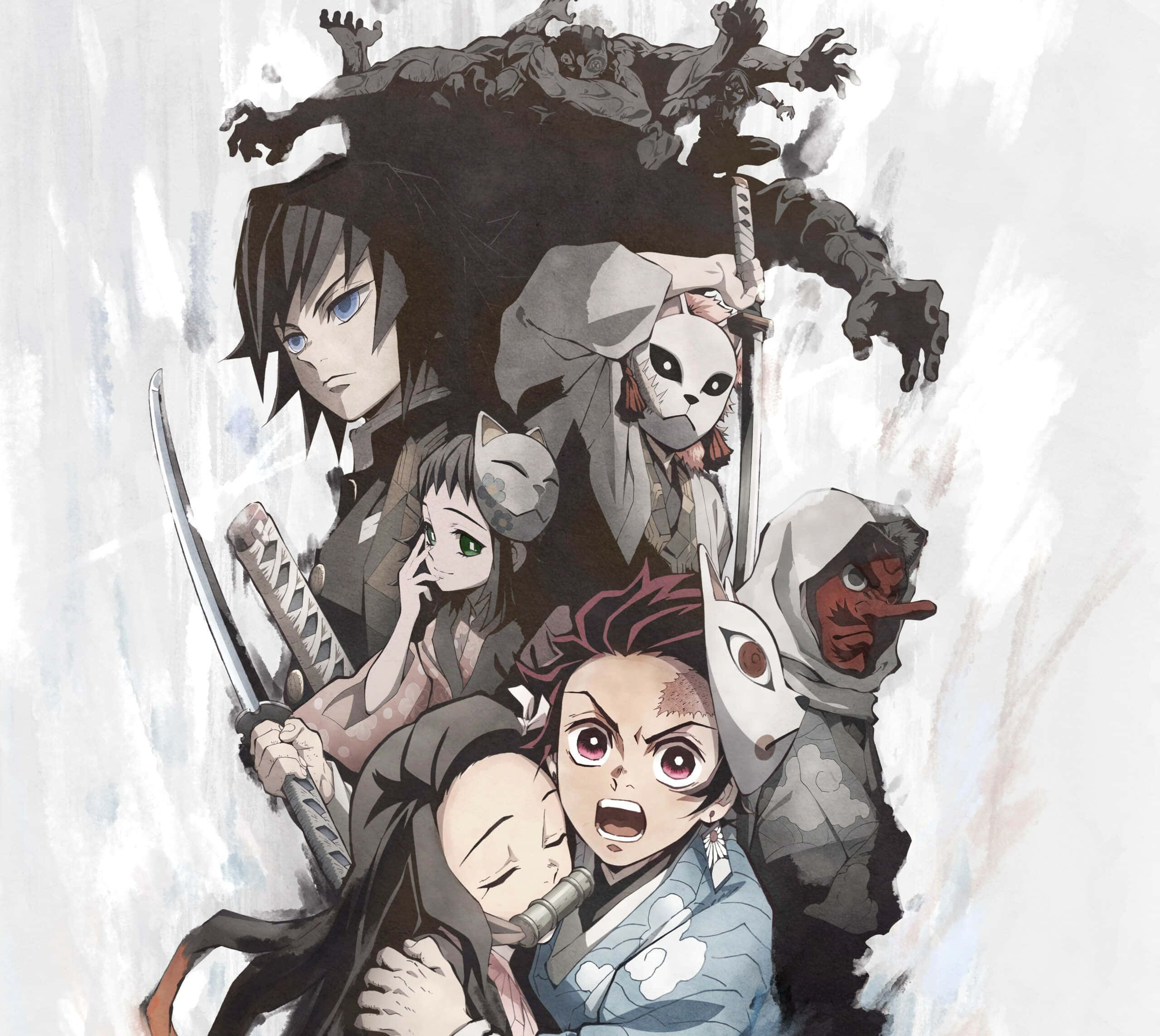 كولاج رائع لـ Demon Slayer على آيباد خلفية