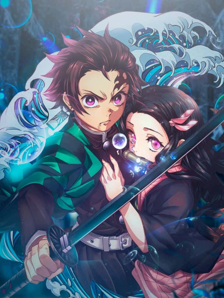 شخصيات رئيسية لطيفة من Demon Slayer تانجيرو ونيزوكو كامادو خلفية