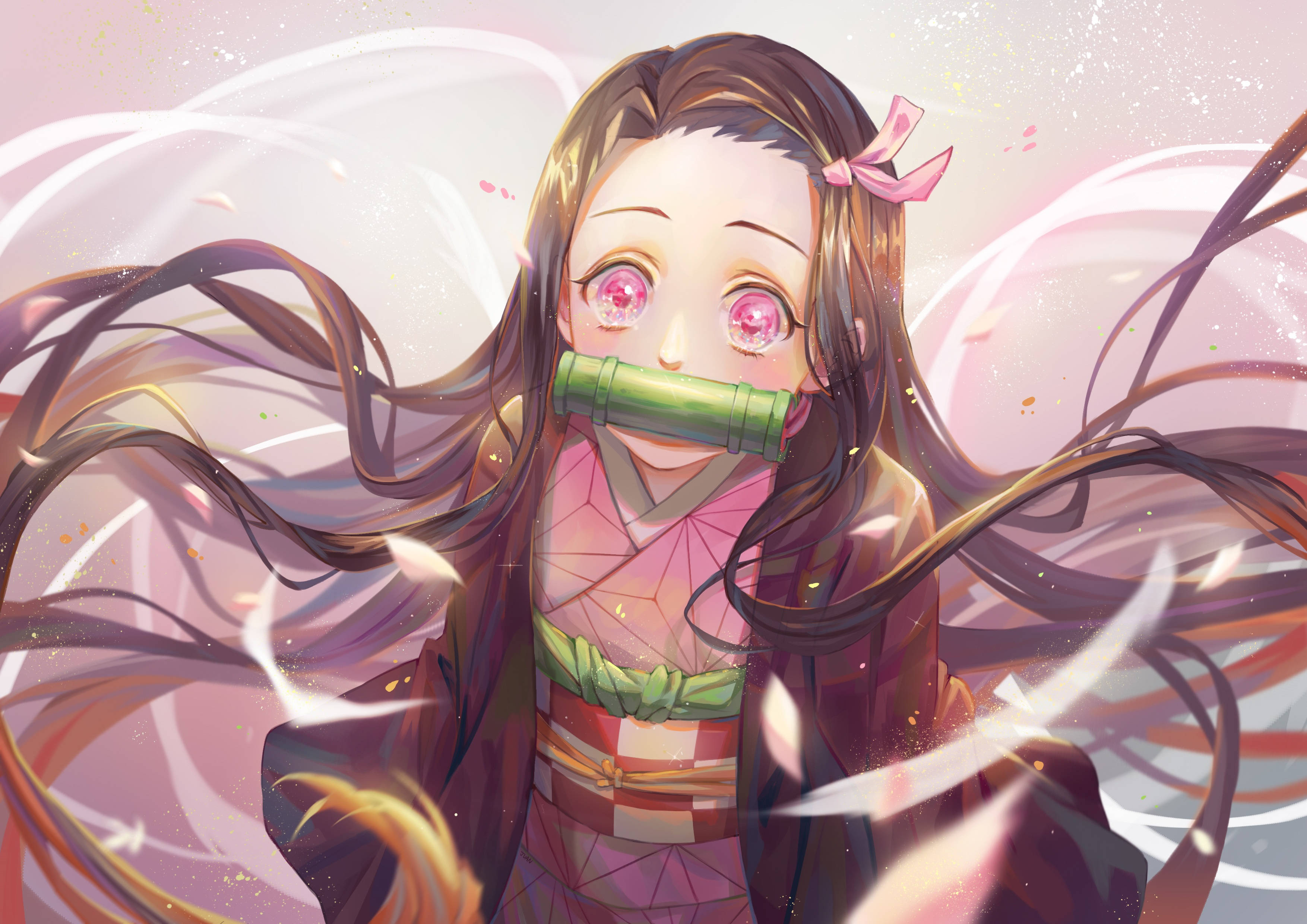نيزوكو لطيفة من Demon Slayer بدقة 4K خلفية