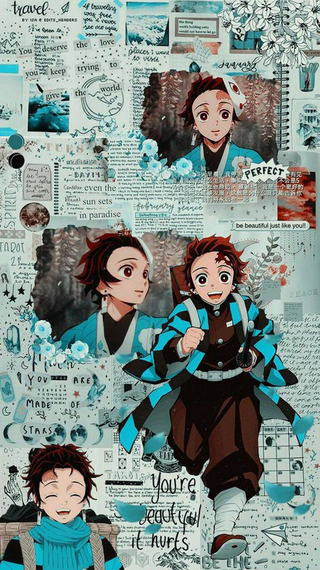 مجموعة تانجيرو الجمالية من أنمي Demon Slayer لأيفون خلفية
