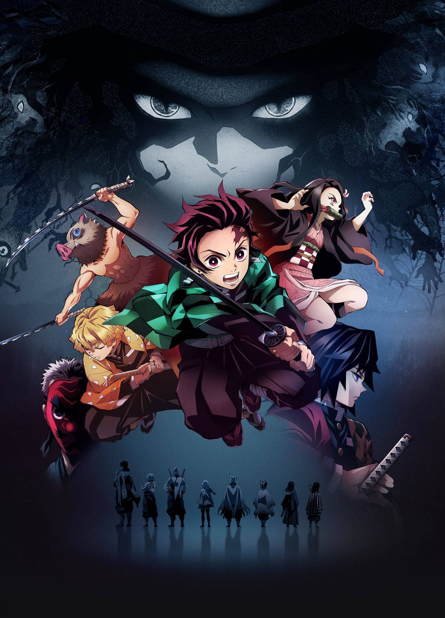 شخصيات Demon Slayer الرئيسية لآيفون خلفية