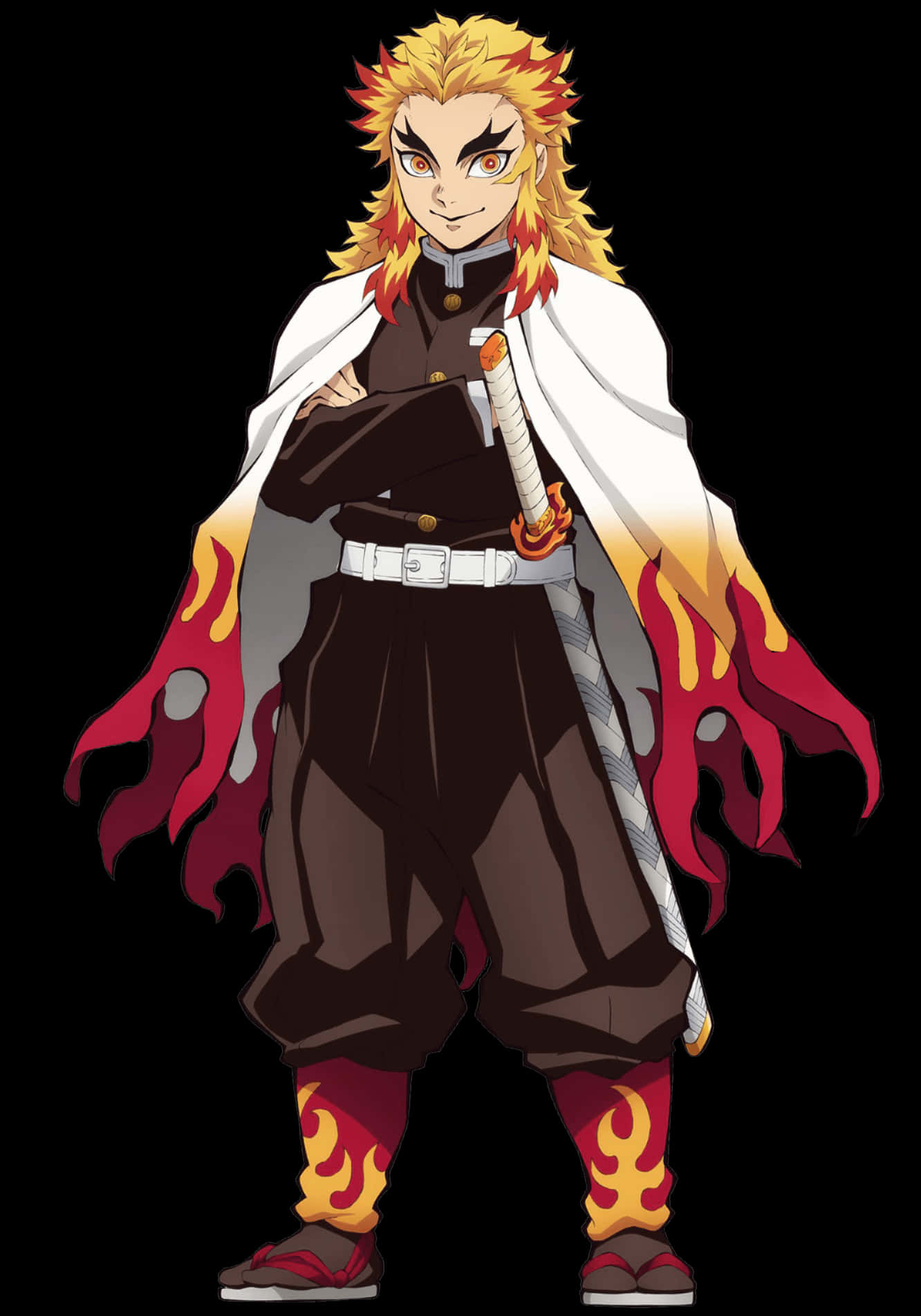 تصميم شخصية Demon Slayer بتأثير اللهب خلفية
