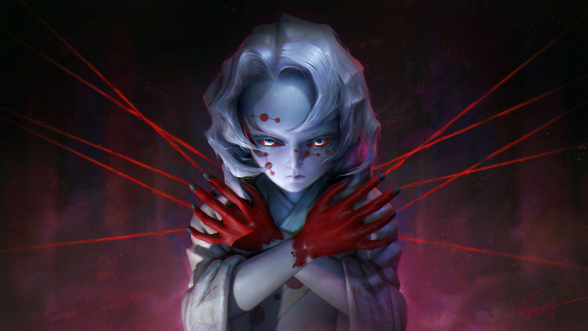 أيادي روي الدموية من Demon Slayer خلفية