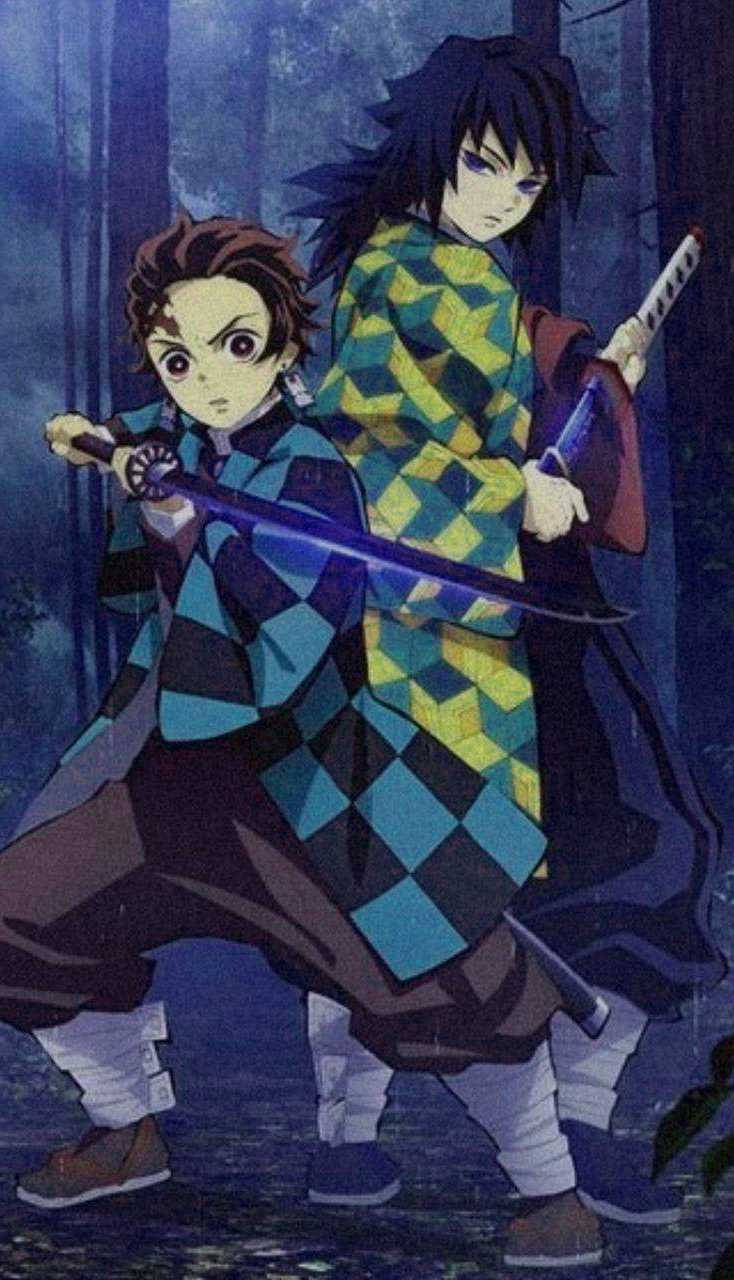 تانجيرو وجيو من Demon Slayer لأيفون خلفية