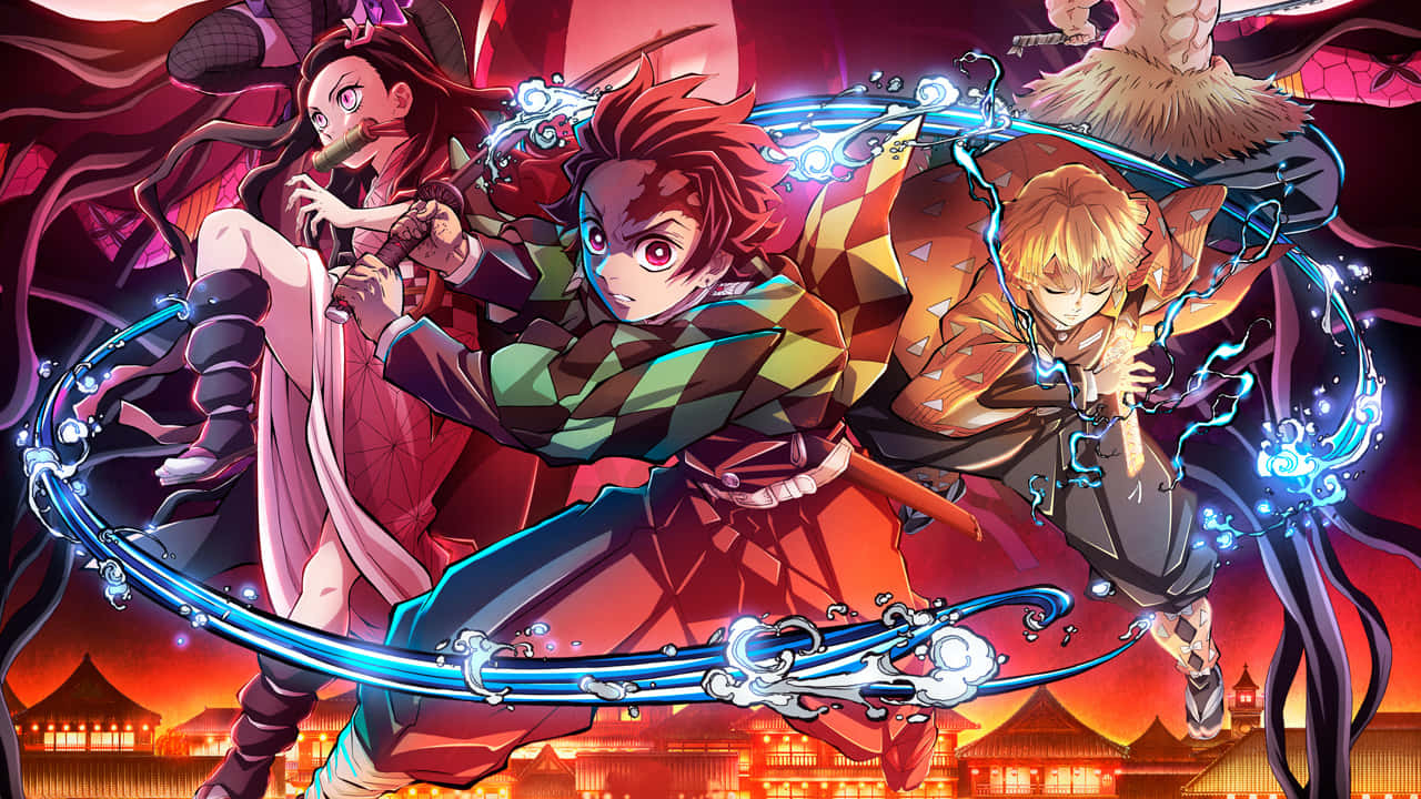 تانجيرو كامادو يستخدم نصل النيشيرين لقتل الشياطين في Demon Slayer: Kimetsu no Yaiba خلفية