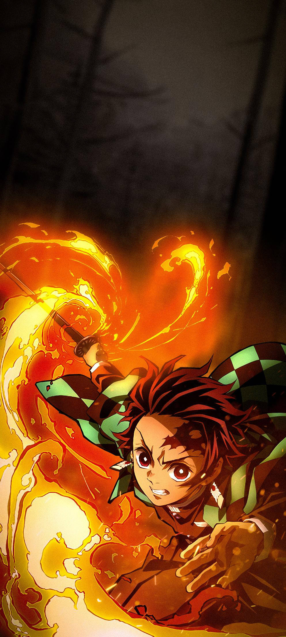 تانجيرو المشتعل Demon Slayer آيفون خلفية