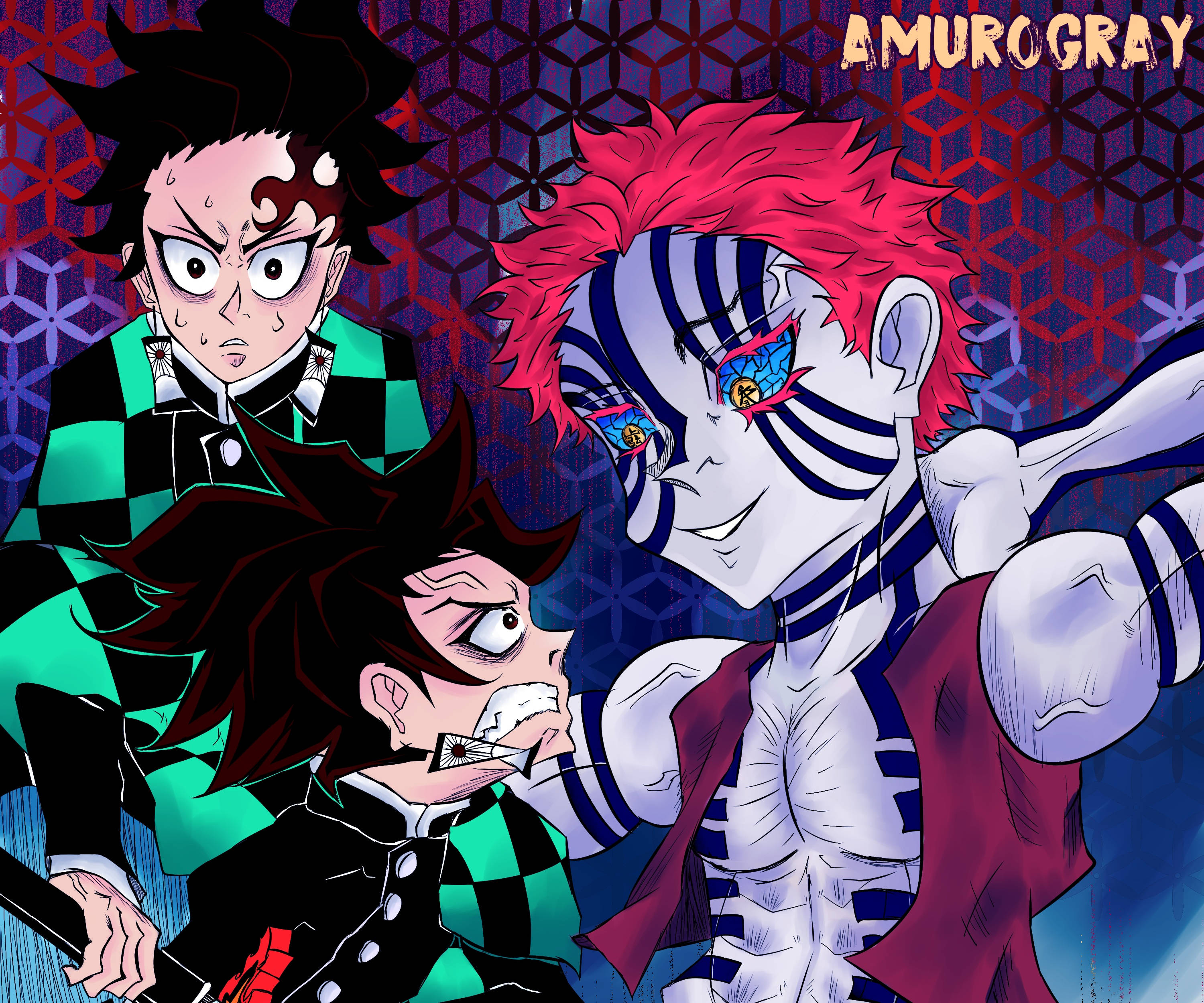 تانجيرو وأكازا من أنمي Demon Slayer خلفية
