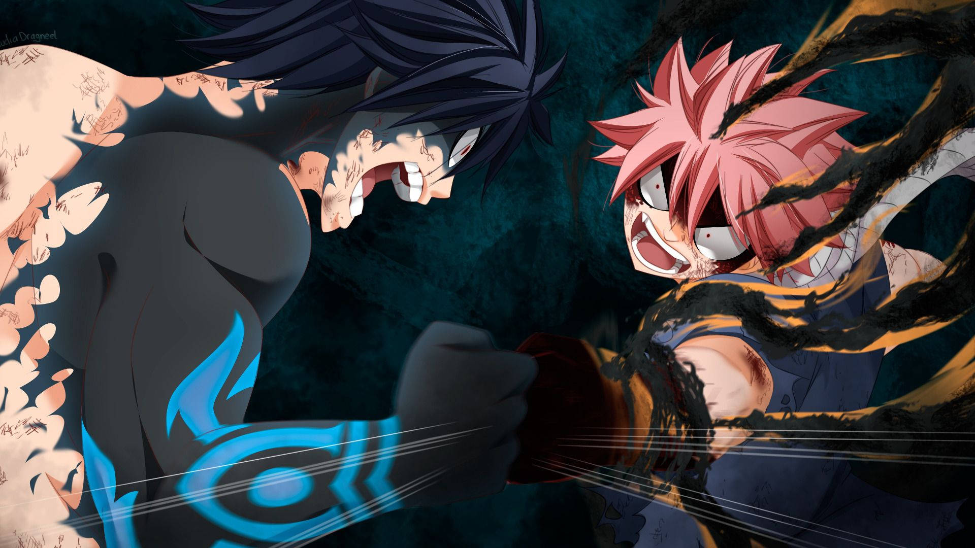 ناتسو من Demon Slayer يقاتل غراي بشجاعة خلفية
