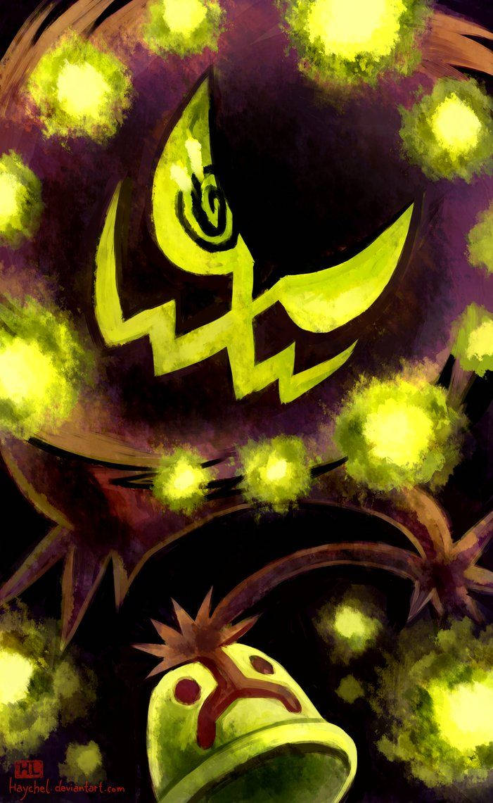 قطعة من Deviantart: سبيريتومب أخضر متوهج من بوكيمون في الظلال. خلفية