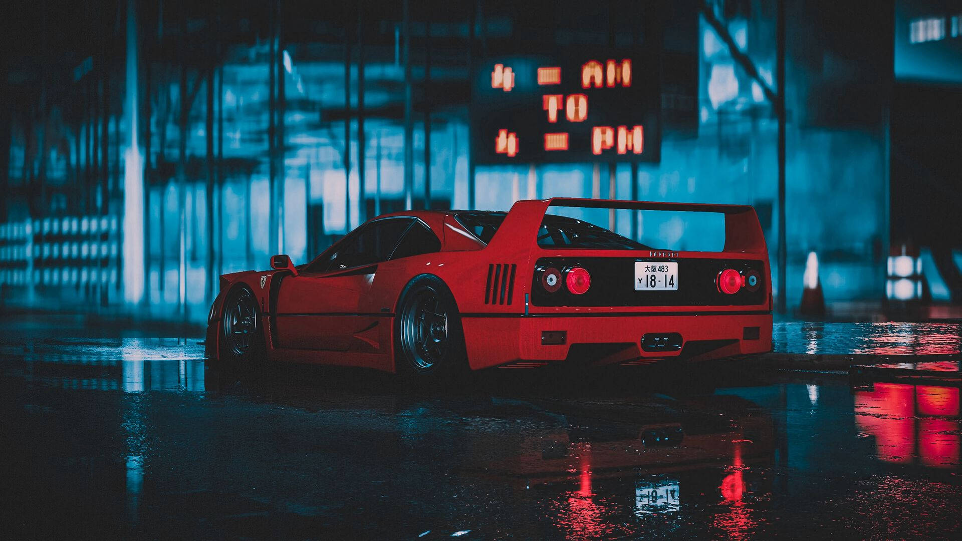 منظر خلفي لسيارة فيراري F40 بدقة 1920x1080 خلفية