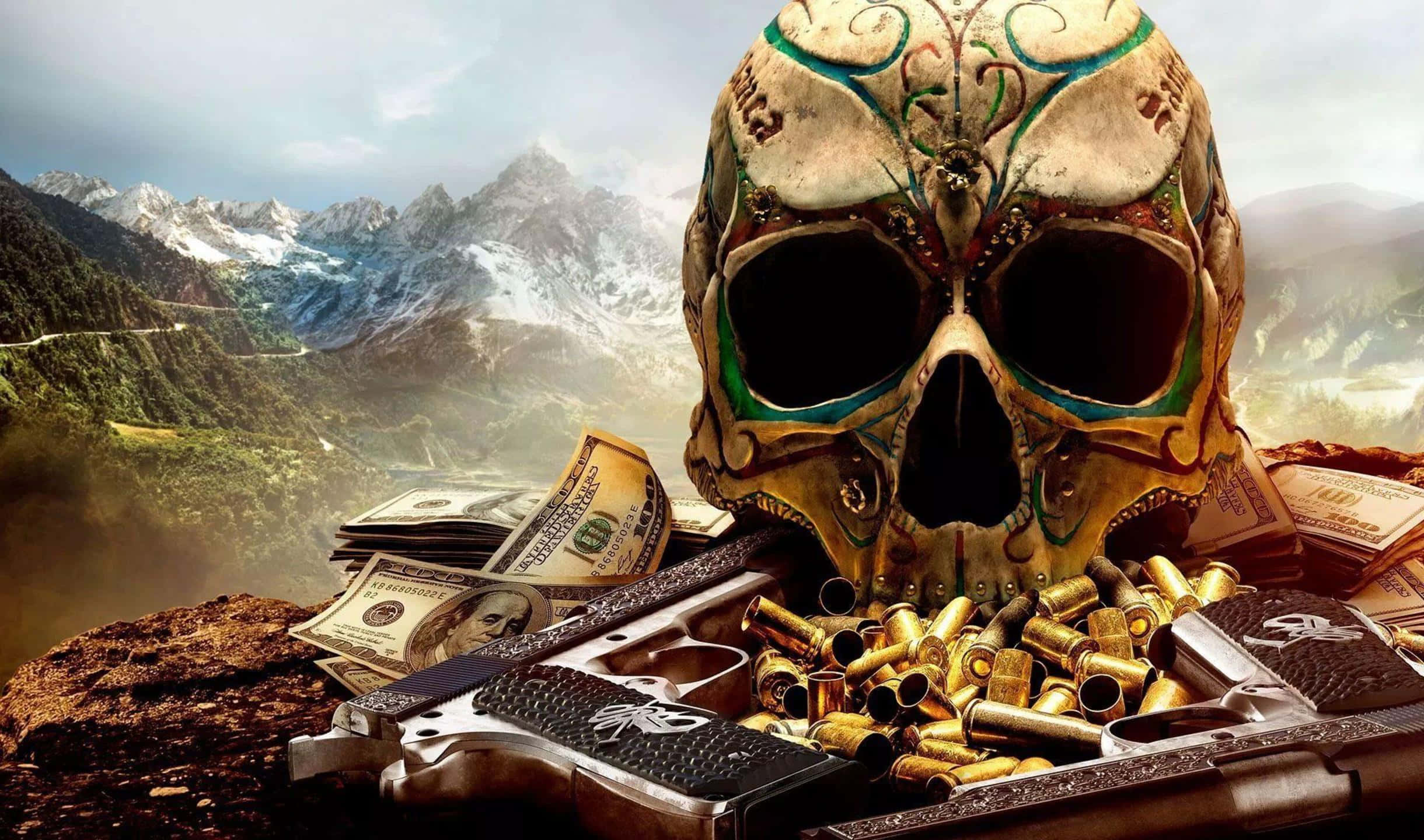 خلفية جمجمة مع رصاص من لعبة Ghost Recon Wildlands بدقة 2440x1440 خلفية
