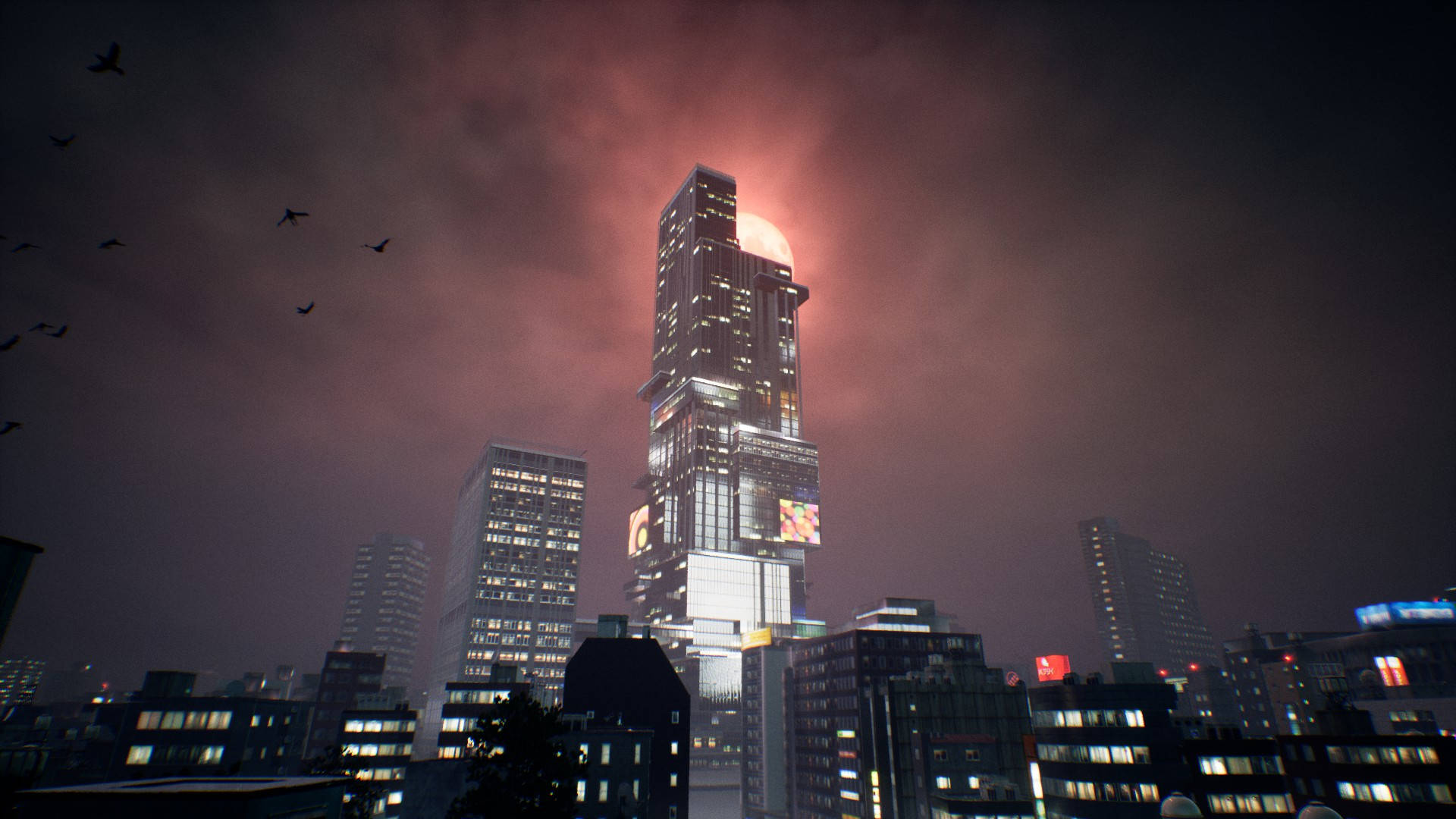 Ghostwire Tokyo القمر الأحمر خلفية