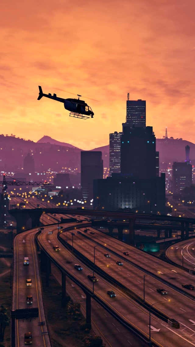 خلفية GTA مروحية تحلق فوق لوس سانتوس خلفية