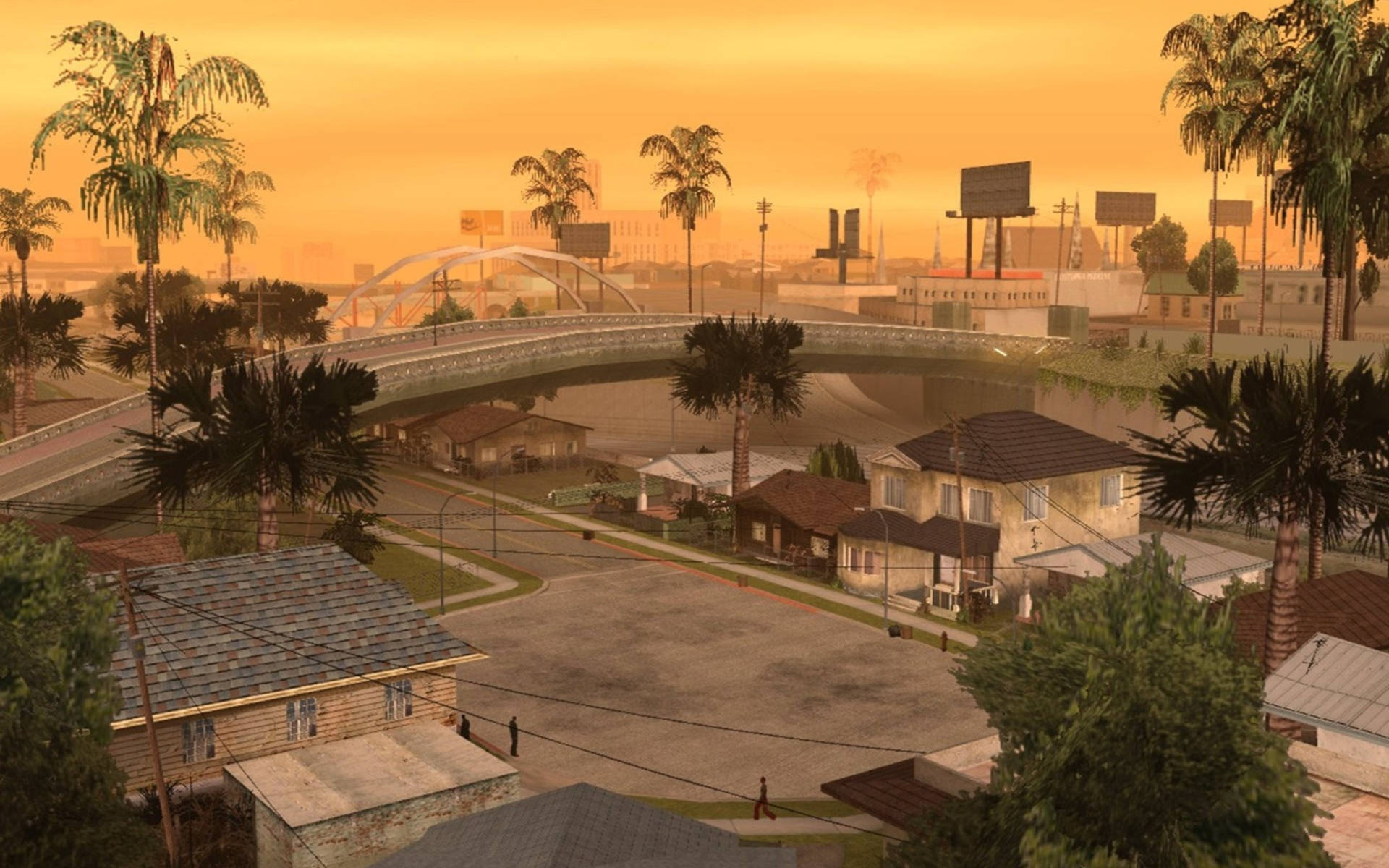 غروب بلدة GTA SA بدقة 4K خلفية