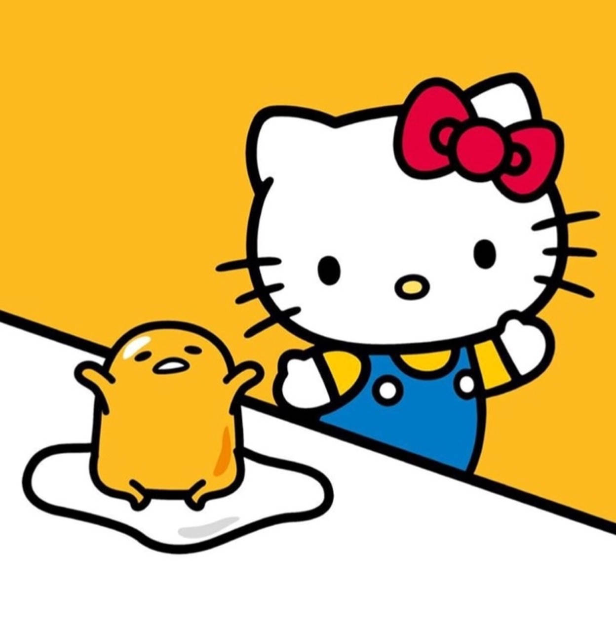 صورة شخصية لـ Gudetama وهيلو كيتي خلفية