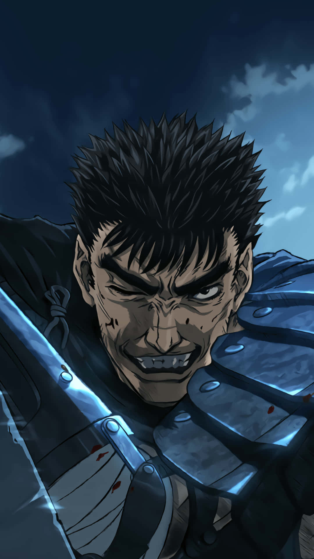 غلاف فني لـ Guts مبتسمًا Berserk iPhone خلفية