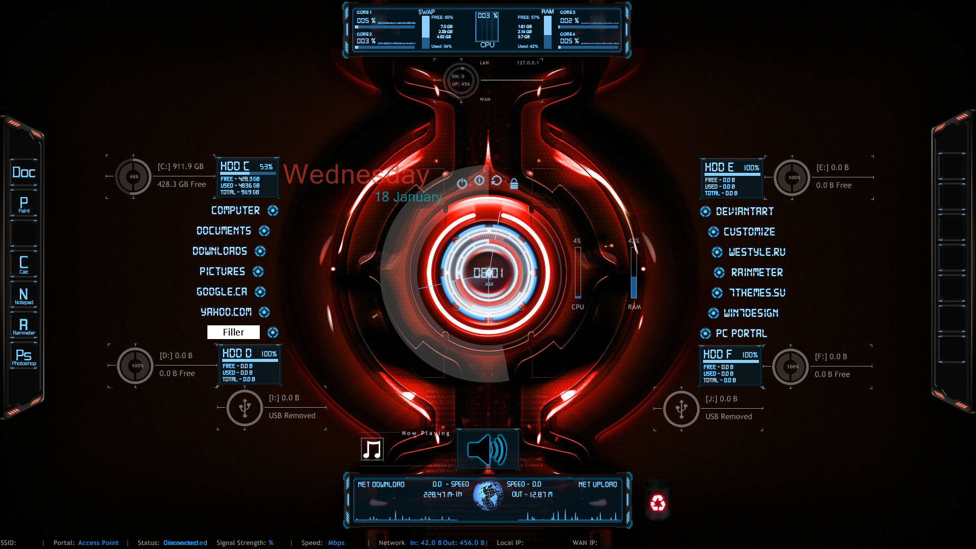 واجهة JARVIS على سكين Rainmeter خلفية